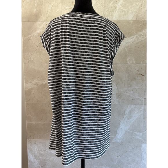 All Saints Sanza Stripe Tank - L - Black White AOP Spell Out Graphic, Minimalist - Picture 10 of 12